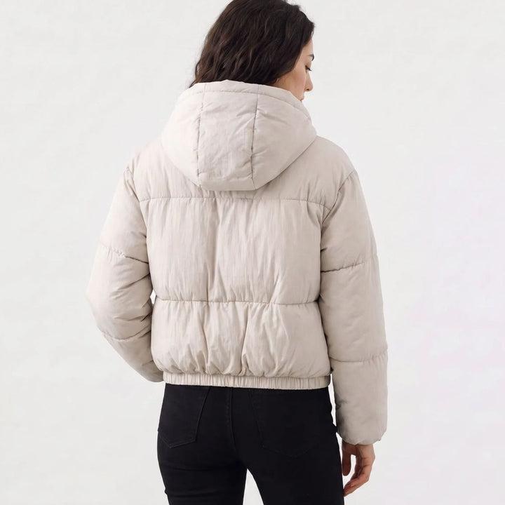 Dames Cropped Hooded Puffer Winterjas Boxy Fit