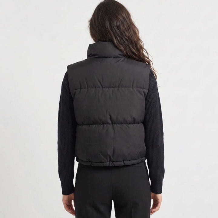Dames Cropped Puffer Gilet Hoge Kraag Rits Mouwloos