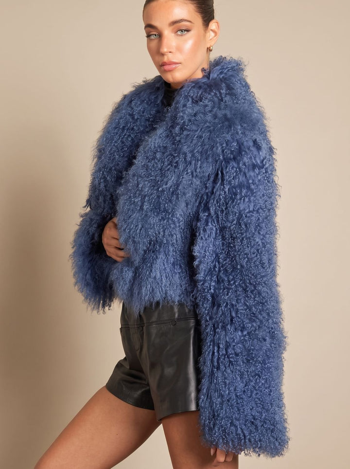 Dames Cropped Teddy Jas Faux Fur Lange Mouwen