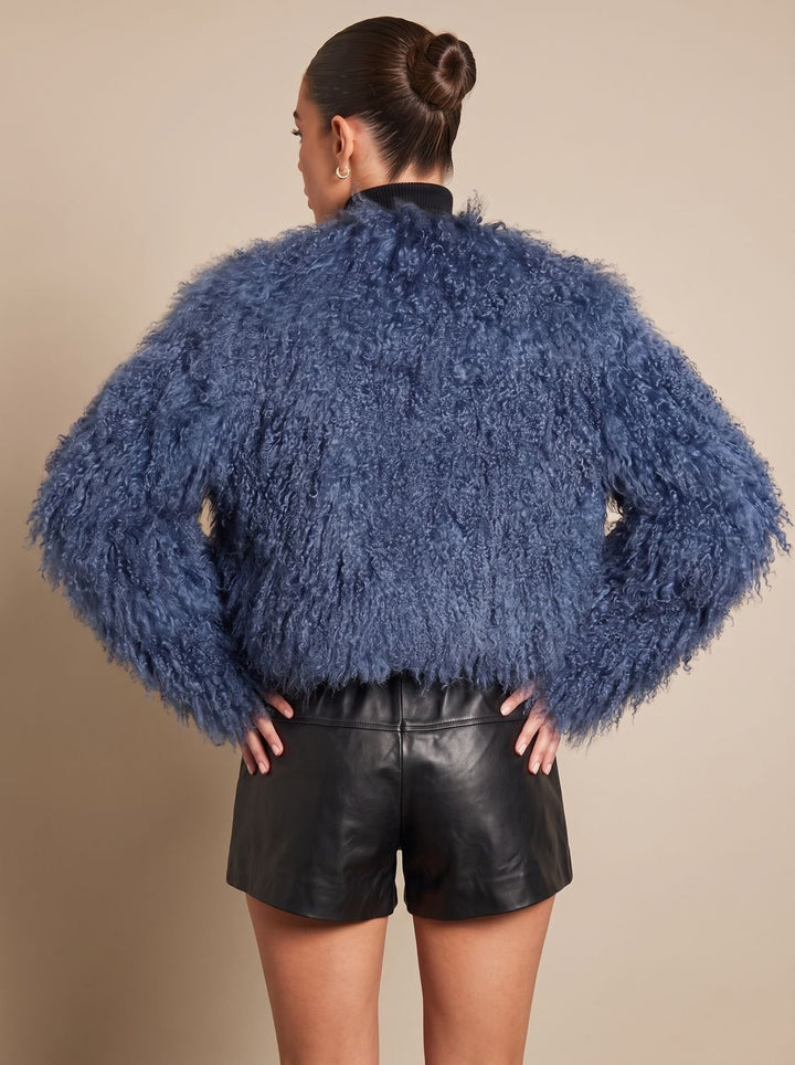 Dames Cropped Teddy Jas Faux Fur Lange Mouwen