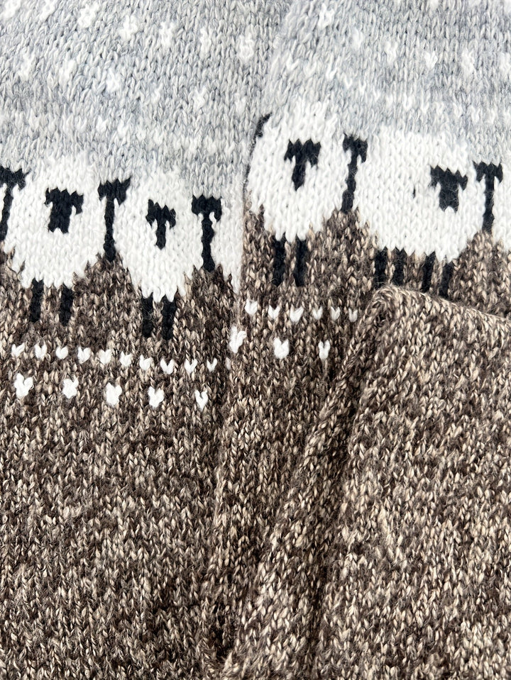 Dames Dikke Gebreide Trui Schapenpatroon Jacquard Pullover