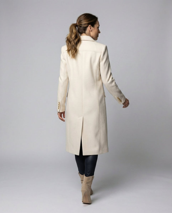 Dames Dubbelrijige Lange Polyester Winterjas