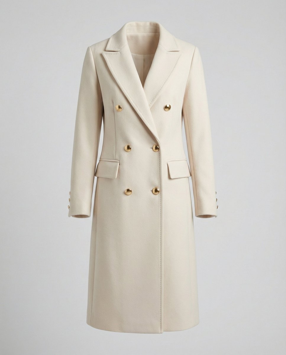 Dames Dubbelrijige Lange Polyester Winterjas
