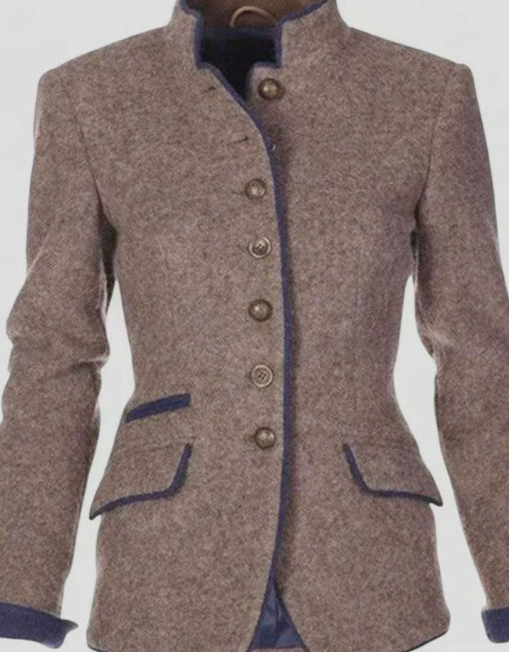 Dames Elegant Cardigan Blazer Staande Kraag Knoopsluiting