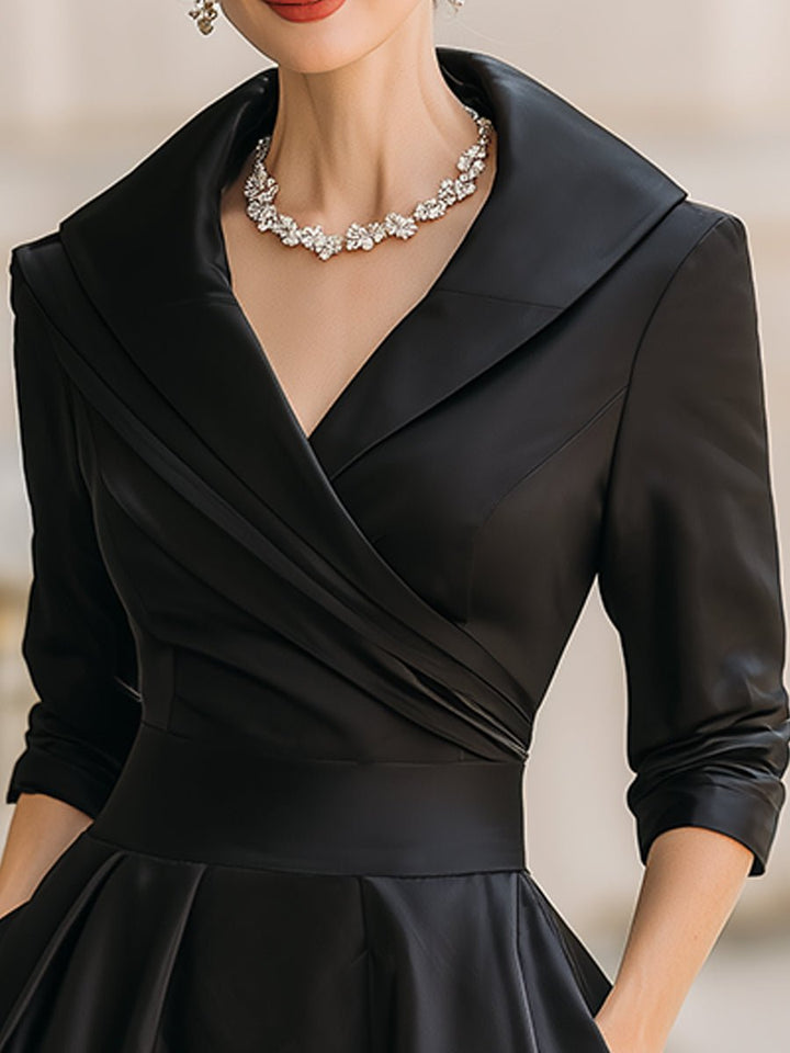 Dames Elegante A-lijn Cocktail Party Dress V-hals Midi