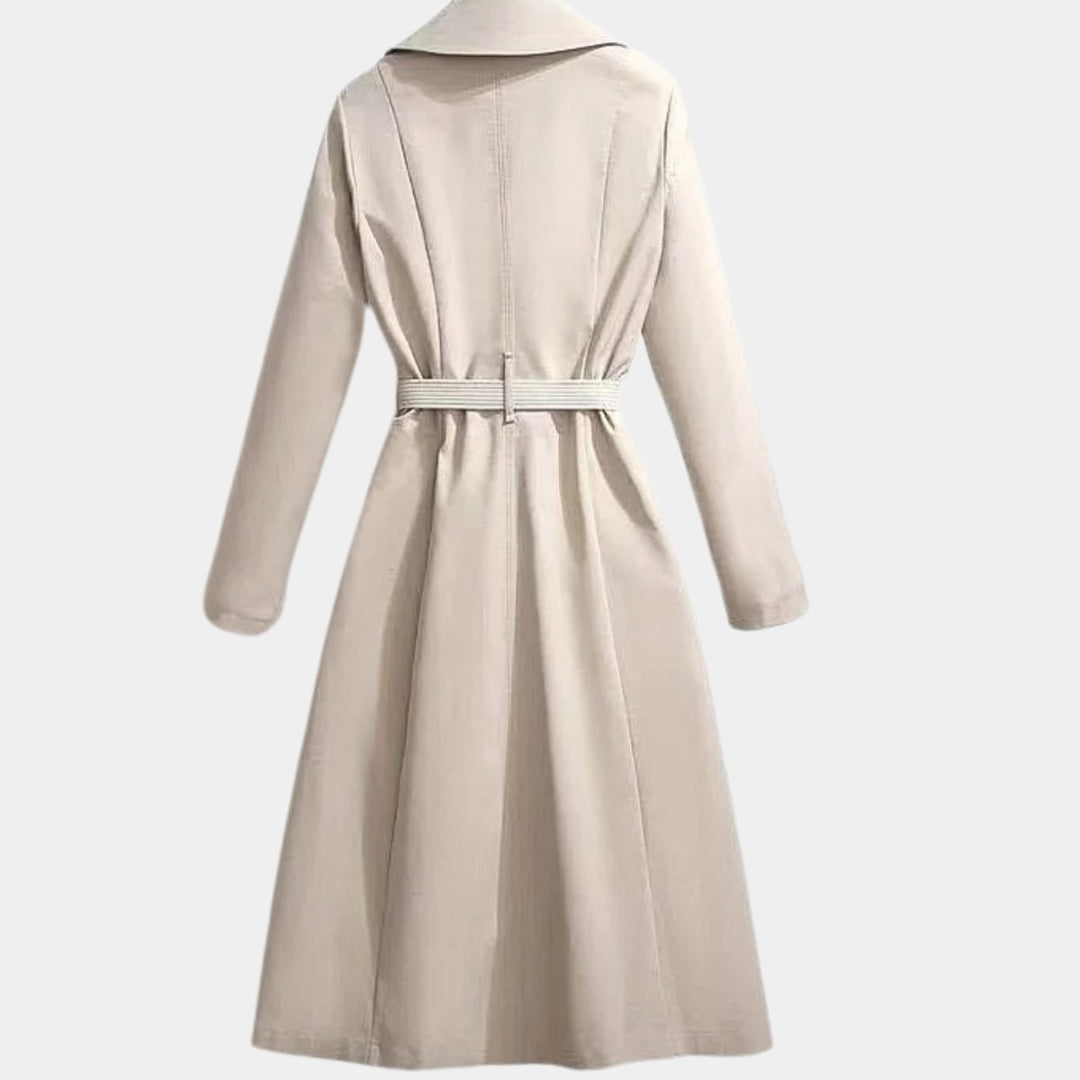 Dames Elegante Belted Trench Coat Klassieke Midi Stijl
