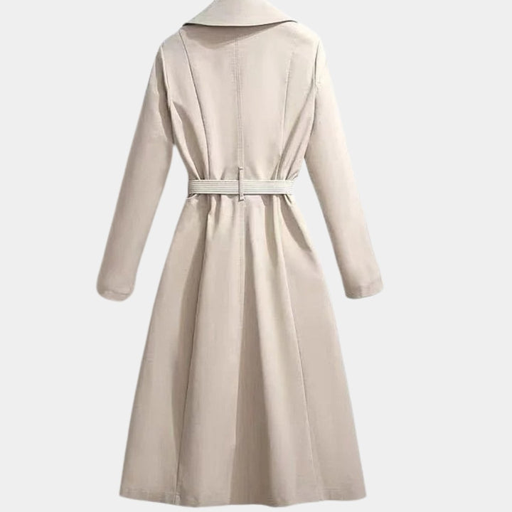 Dames Elegante Belted Trench Coat Klassieke Midi Stijl