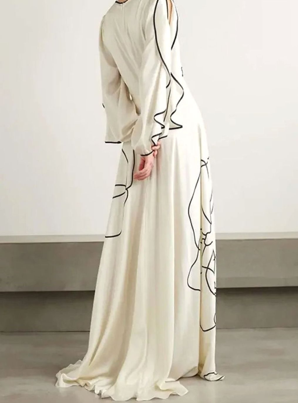 Dames Elegante Bloemenprint Maxi Avondjurk Lange Mouwen