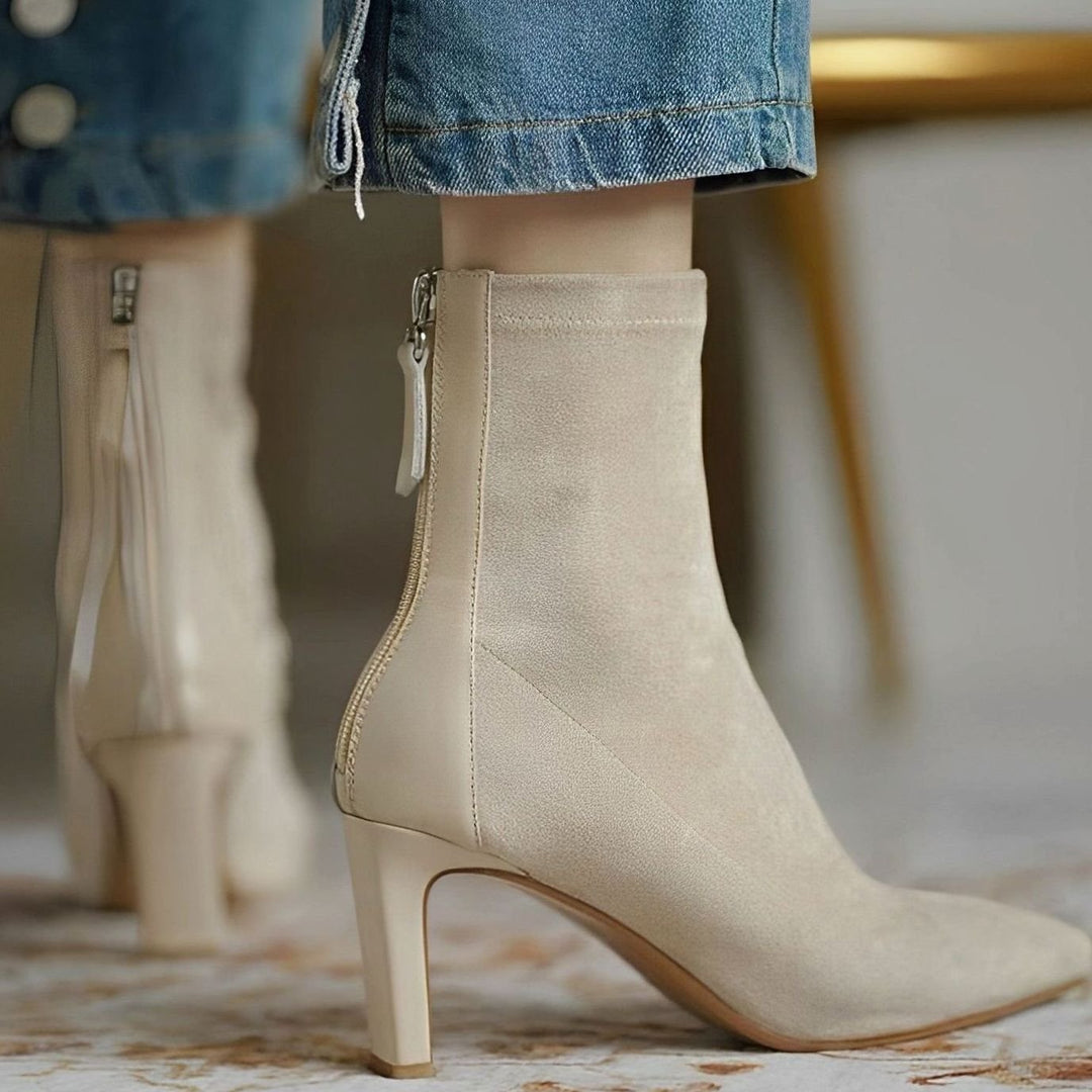 Dames Elegante Enkellaarzen met Stilettohak Ritssluiting