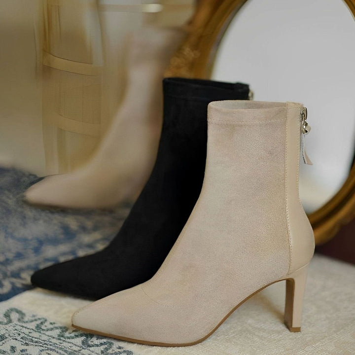 Dames Elegante Enkellaarzen met Stilettohak Ritssluiting