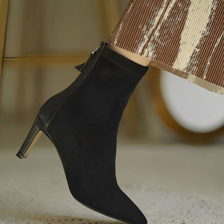 Dames Elegante Enkellaarzen met Stilettohak Ritssluiting - Zwart