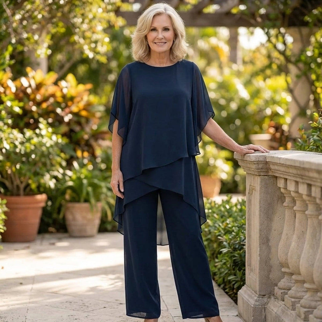 Dames Elegante Gelaagde Chiffon Broekset
