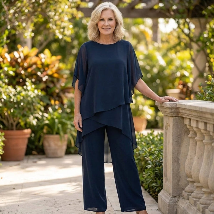 Dames Elegante Gelaagde Chiffon Broekset