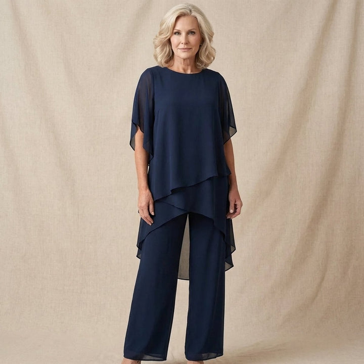 Dames Elegante Gelaagde Chiffon Broekset