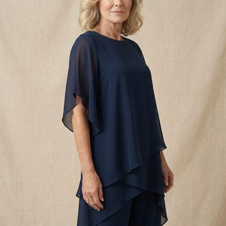 Dames Elegante Gelaagde Chiffon Broekset