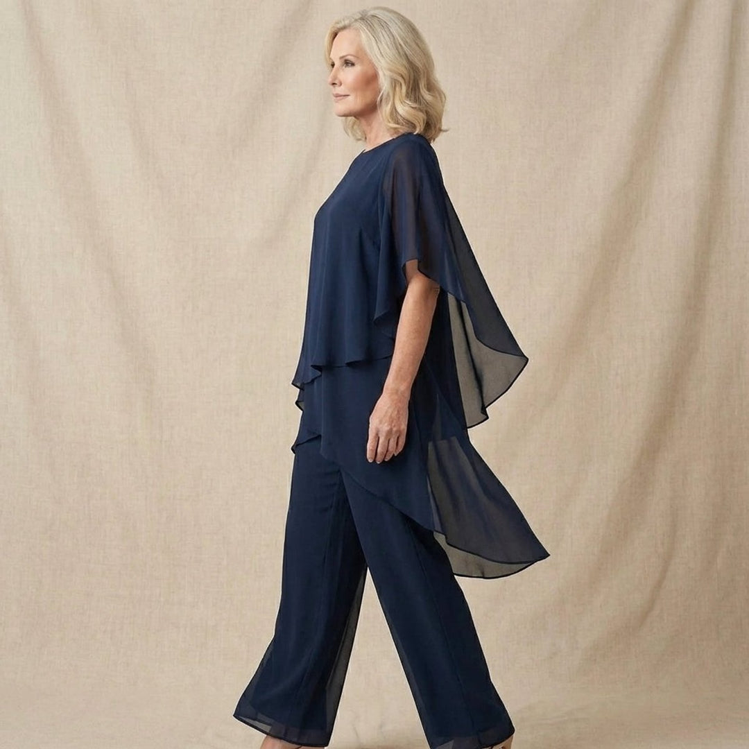 Dames Elegante Gelaagde Chiffon Broekset