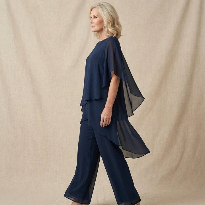Dames Elegante Gelaagde Chiffon Broekset