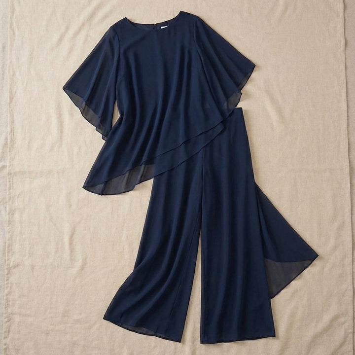 Dames Elegante Gelaagde Chiffon Broekset