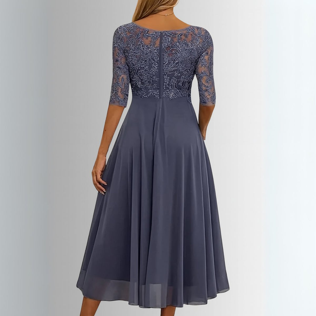 Dames Elegante Kanten Formal Dress Chiffon Midi-jurk