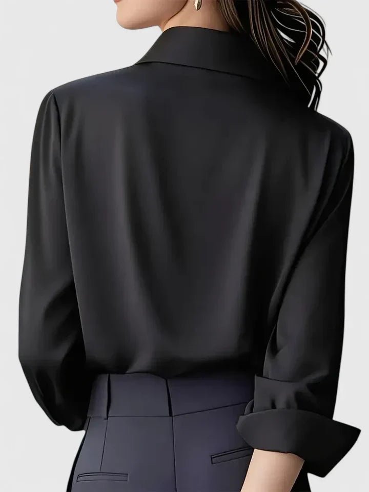 Dames Elegante Satijn Blouse Verborgen Knoopsluiting