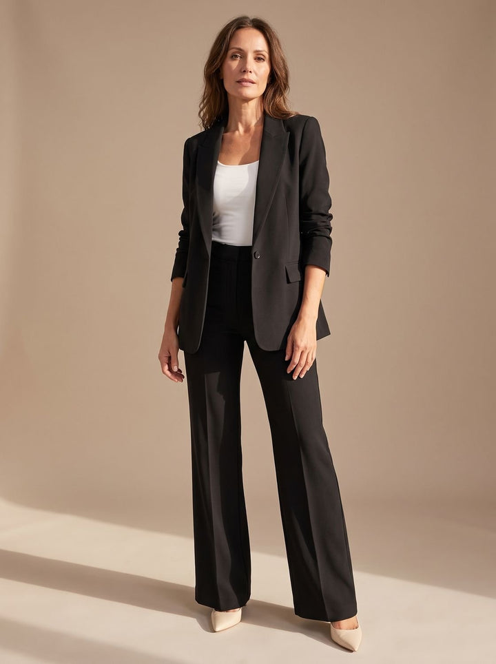 Dames Elegante Tweedelige Blazer Broekpak Set - Zwart