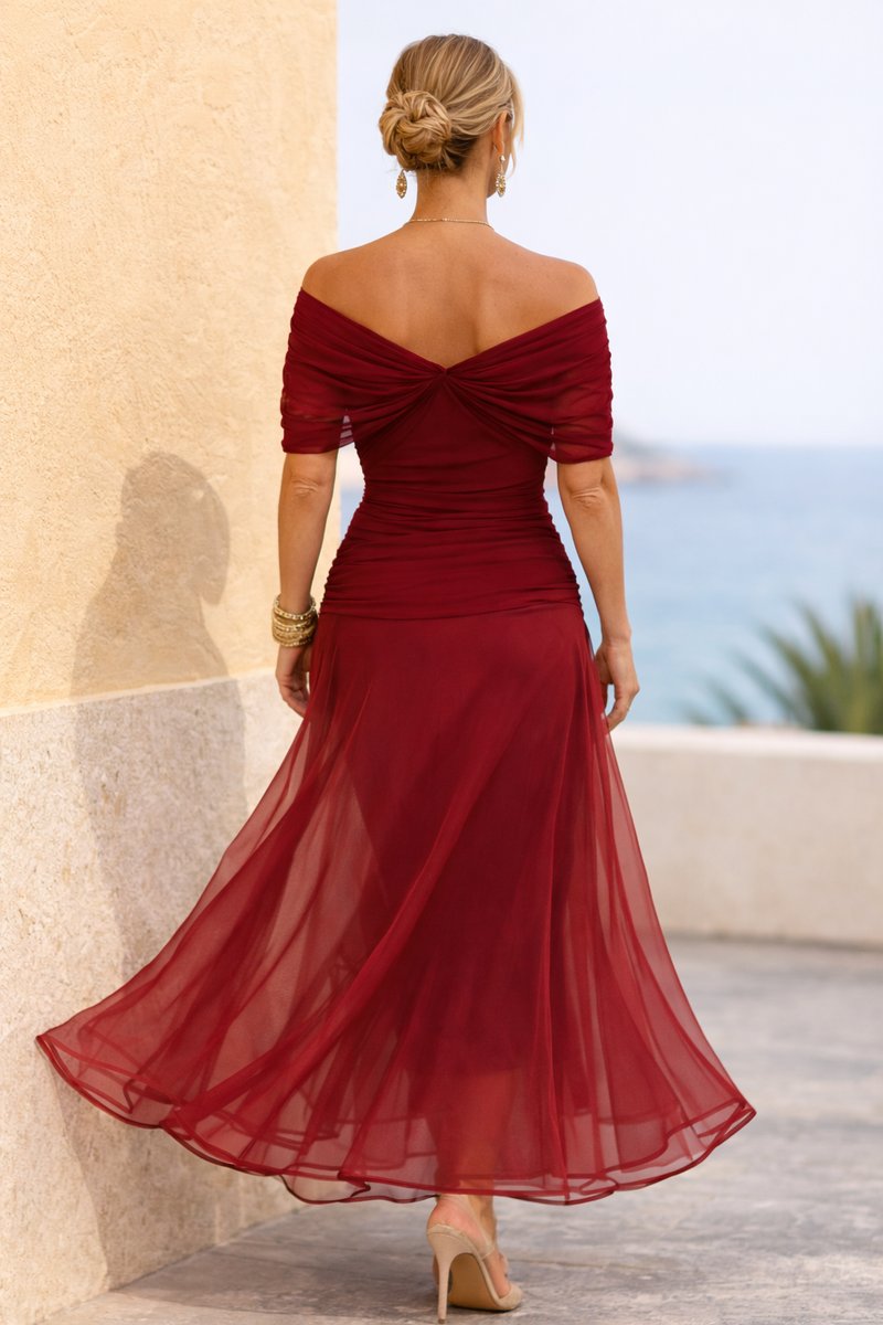 Dames Elegante V-hals Chiffon Cocktail Party Dress Maxi