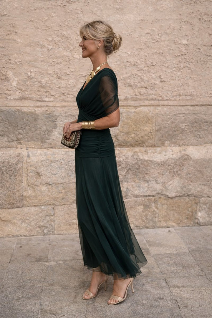 Dames Elegante V-hals Chiffon Cocktail Party Dress Maxi