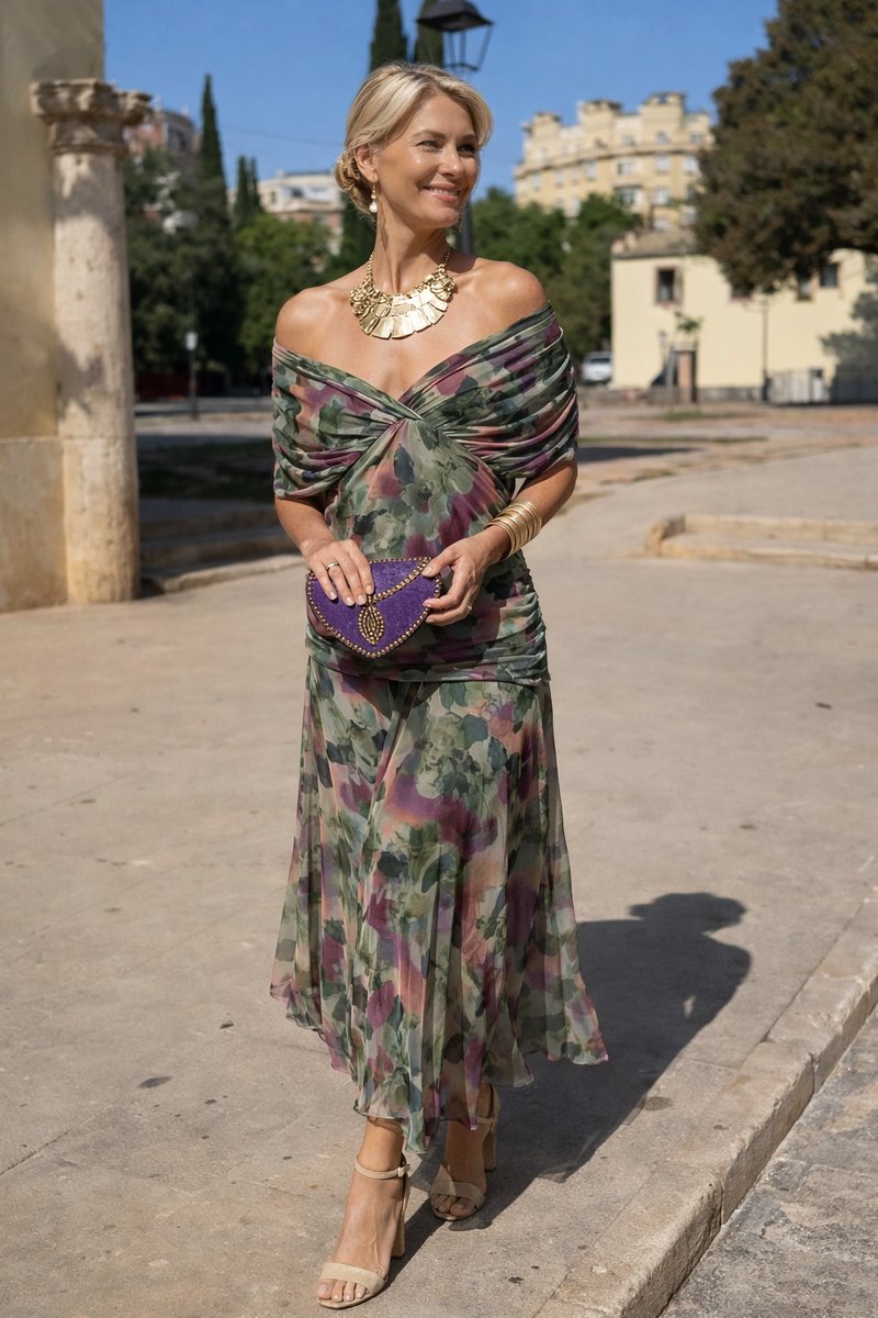 Dames Elegante V-hals Chiffon Cocktail Party Dress Maxi - Boeket