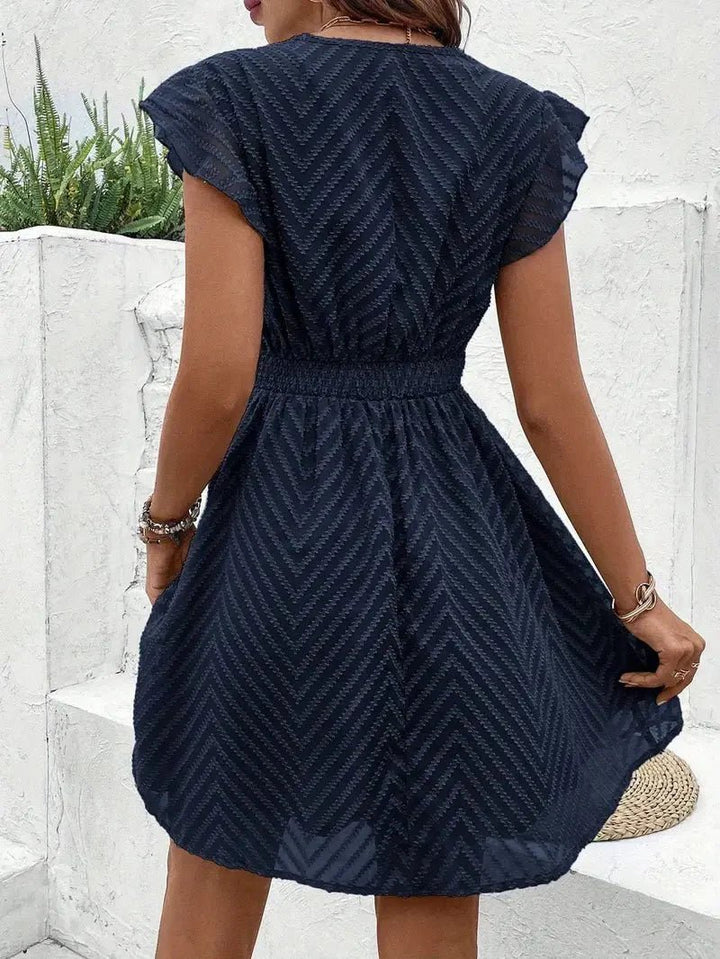 Dames Elegante V-hals Kanten Mini-jurk met Ruches