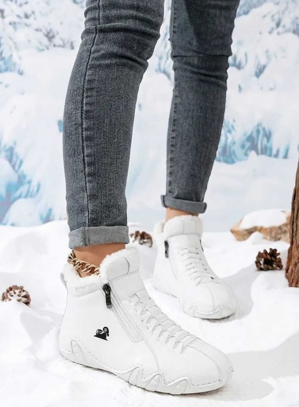 Dames Ergonomische Gevoerde Hoge Sneaker Enkellaarsjes