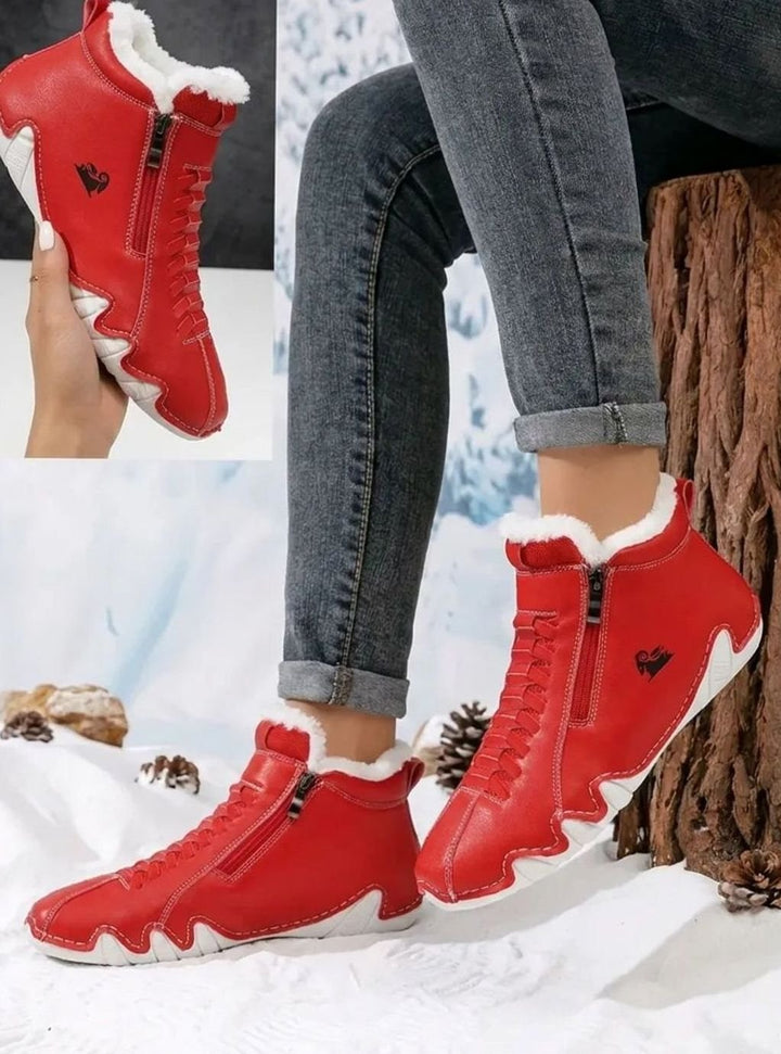 Dames Ergonomische Gevoerde Hoge Sneaker Enkellaarsjes - Rood