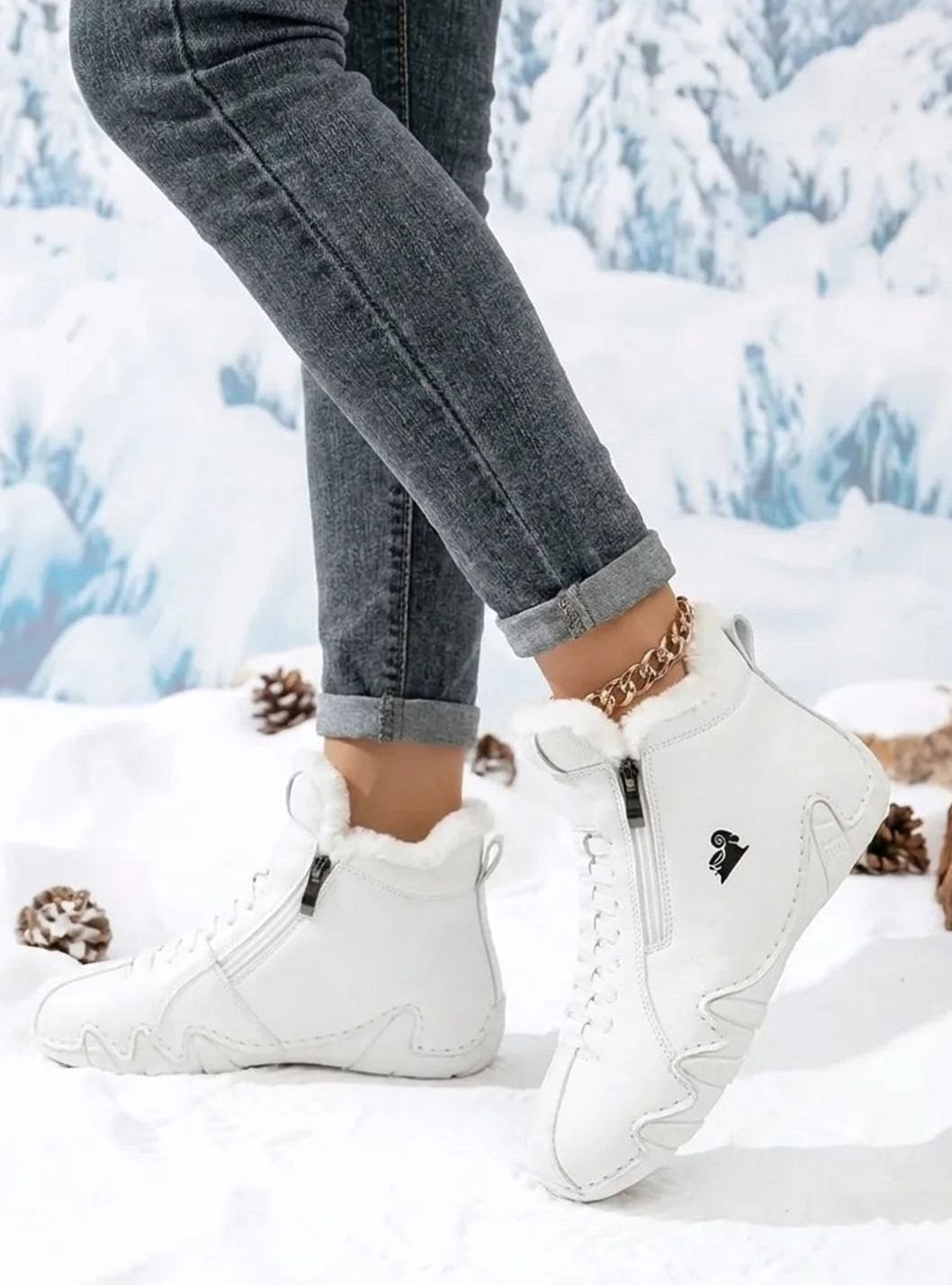 Dames Ergonomische Gevoerde Hoge Sneaker Enkellaarsjes