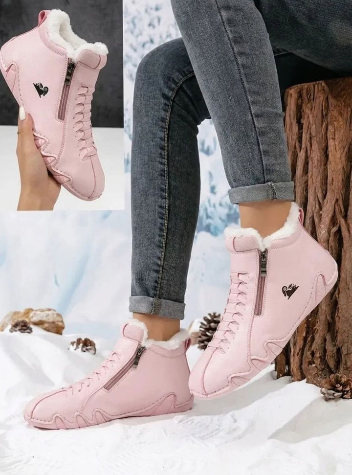 Dames Ergonomische Gevoerde Hoge Sneaker Enkellaarsjes - Roze