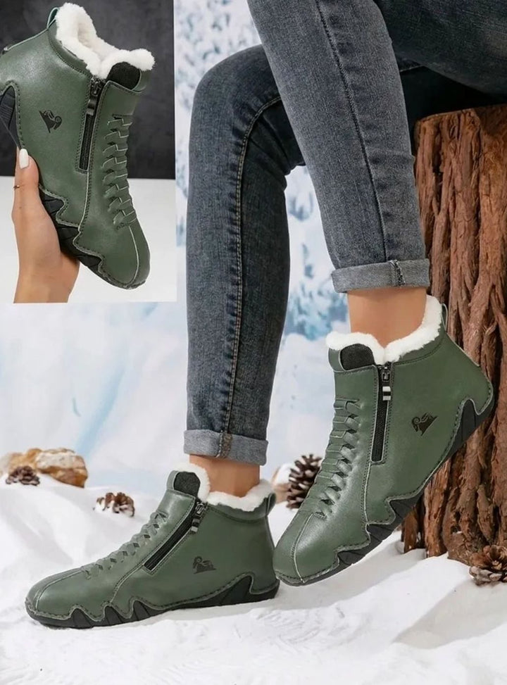 Dames Ergonomische Gevoerde Hoge Sneaker Enkellaarsjes - Groen