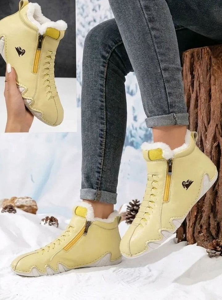 Dames Ergonomische Gevoerde Hoge Sneaker Enkellaarsjes - Geel