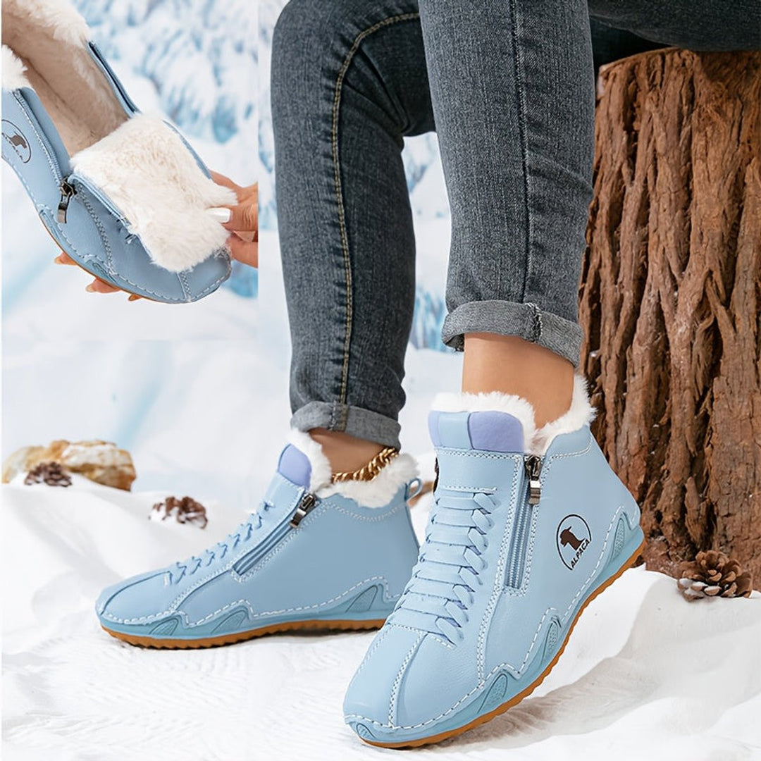 Dames Ergonomische Gevoerde Winterse Ankle Boots Rits - Blauw