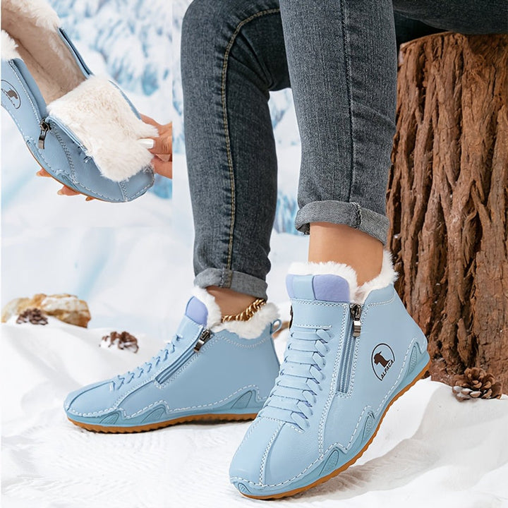 Dames Ergonomische Gevoerde Winterse Ankle Boots Rits - Blauw