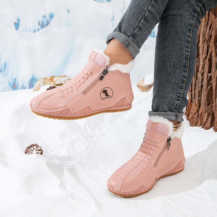 Dames Ergonomische Gevoerde Winterse Ankle Boots Rits - Roze