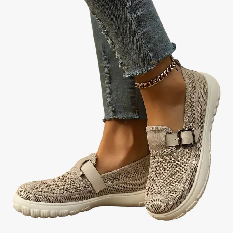 Dames Ergonomische Slip-On Schoenen met Klittenband - Beige