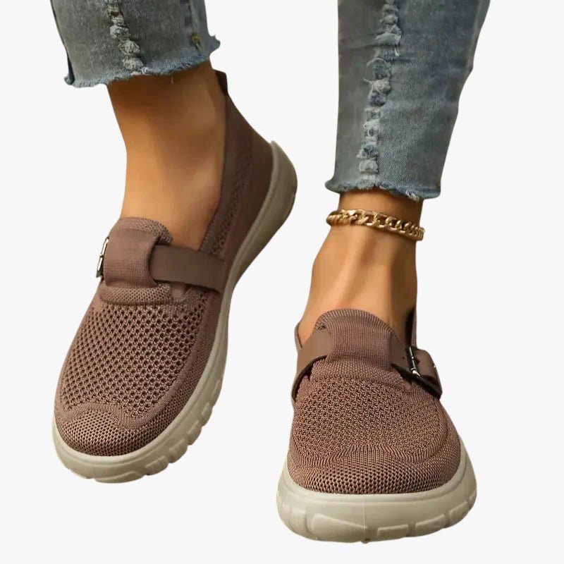 Dames Ergonomische Slip-On Schoenen met Klittenband - Brun