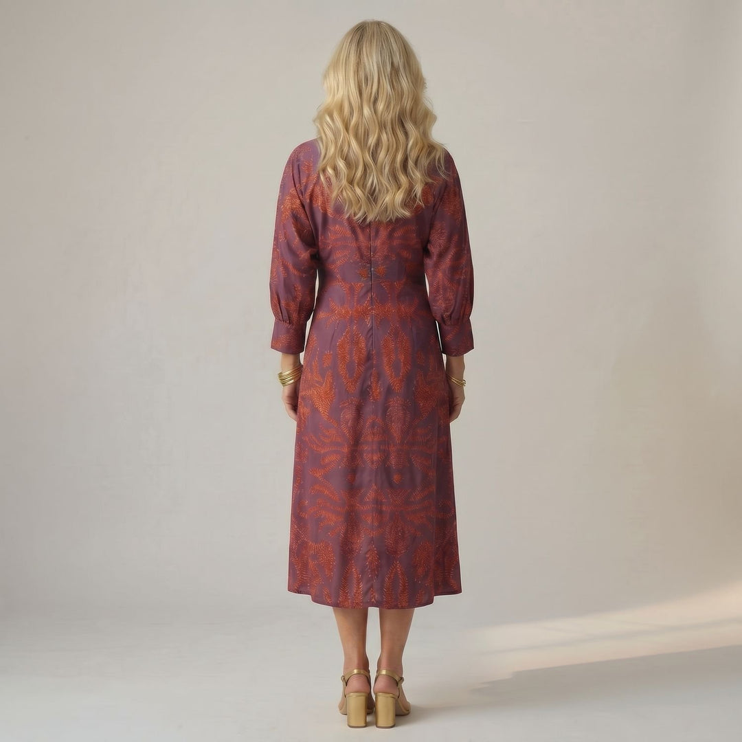 Dames Feestjurk V-hals Midi Wikkeljurk met Gedraaide Taille