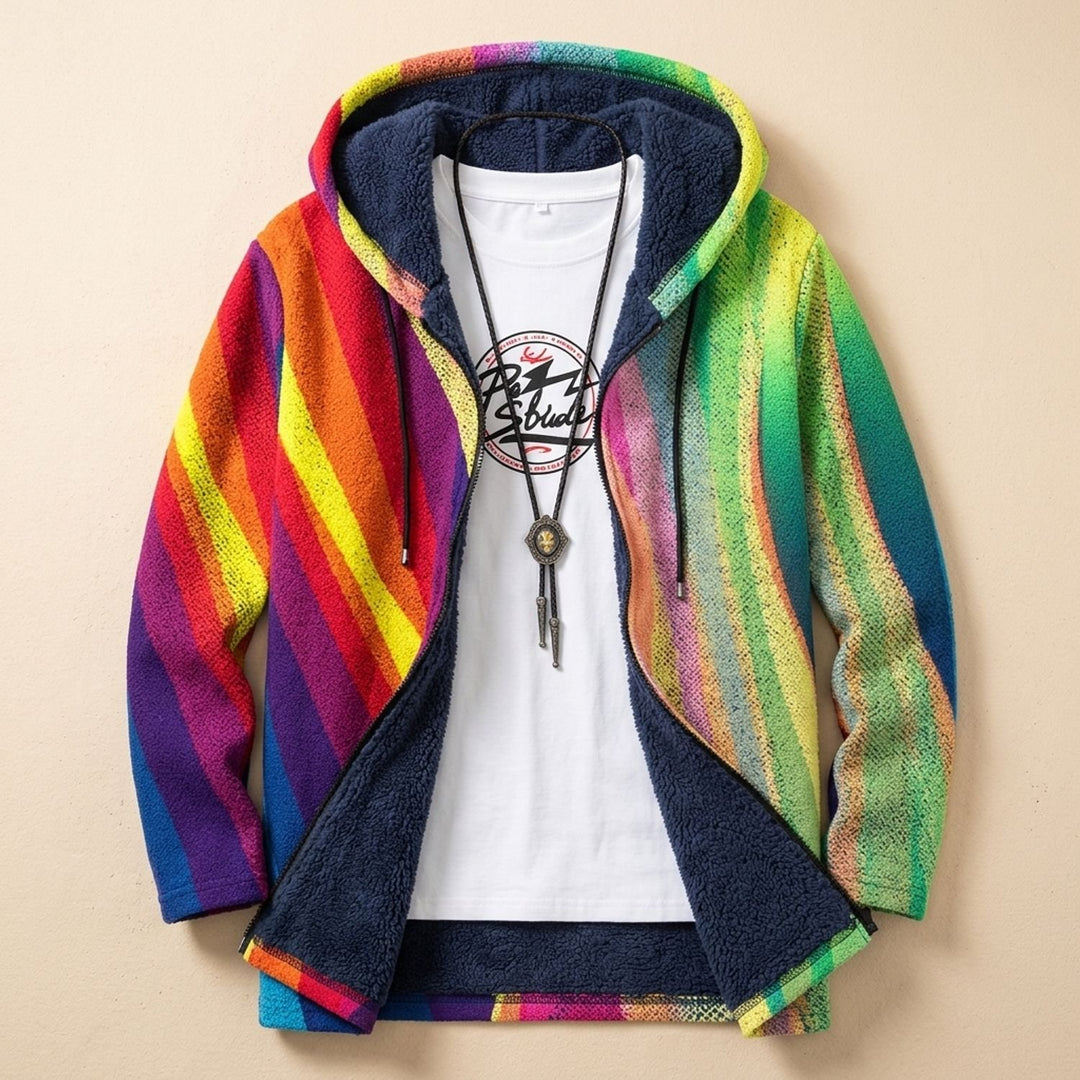 Dames Fleece Gevoerd Geometrisch Colorblock Hoodie Vest - Veelkleurig Groen