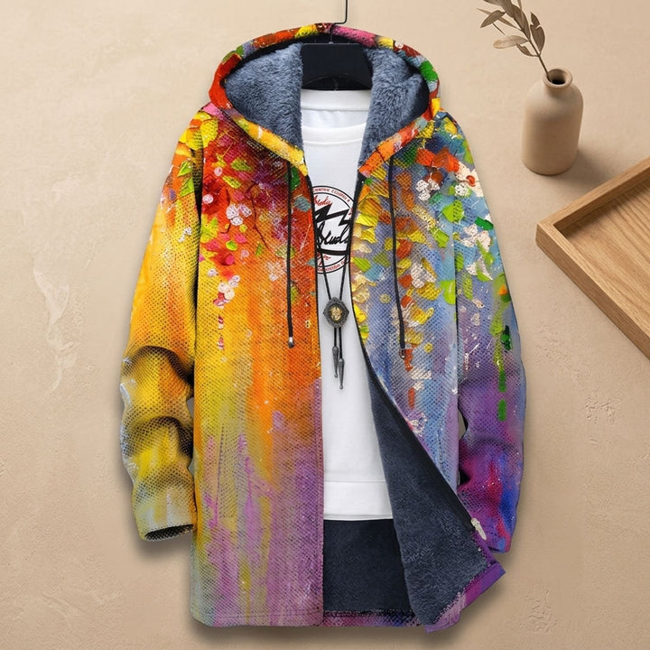Dames Fleece Gevoerd Geometrisch Colorblock Hoodie Vest - Regenboog