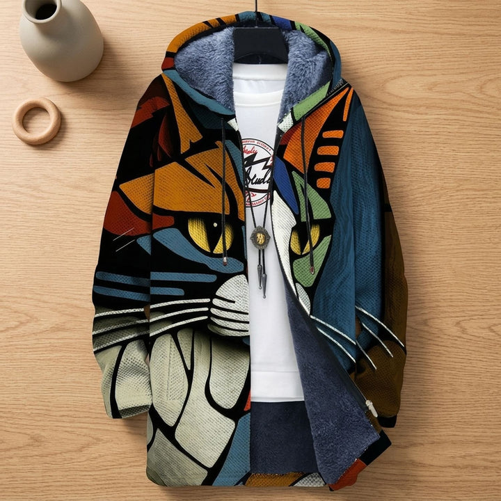 Dames Fleece Gevoerd Geometrisch Colorblock Hoodie Vest - Kat