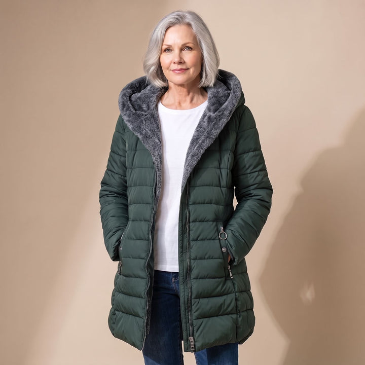 Dames Fleece-Gevoerde Winterjas Hooded Puffer Getailleerde Fit