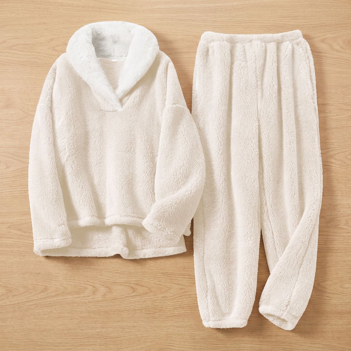 Dames Fleece Pyjama Set Tweedelige Lounge Co-ord - Abrikoos
