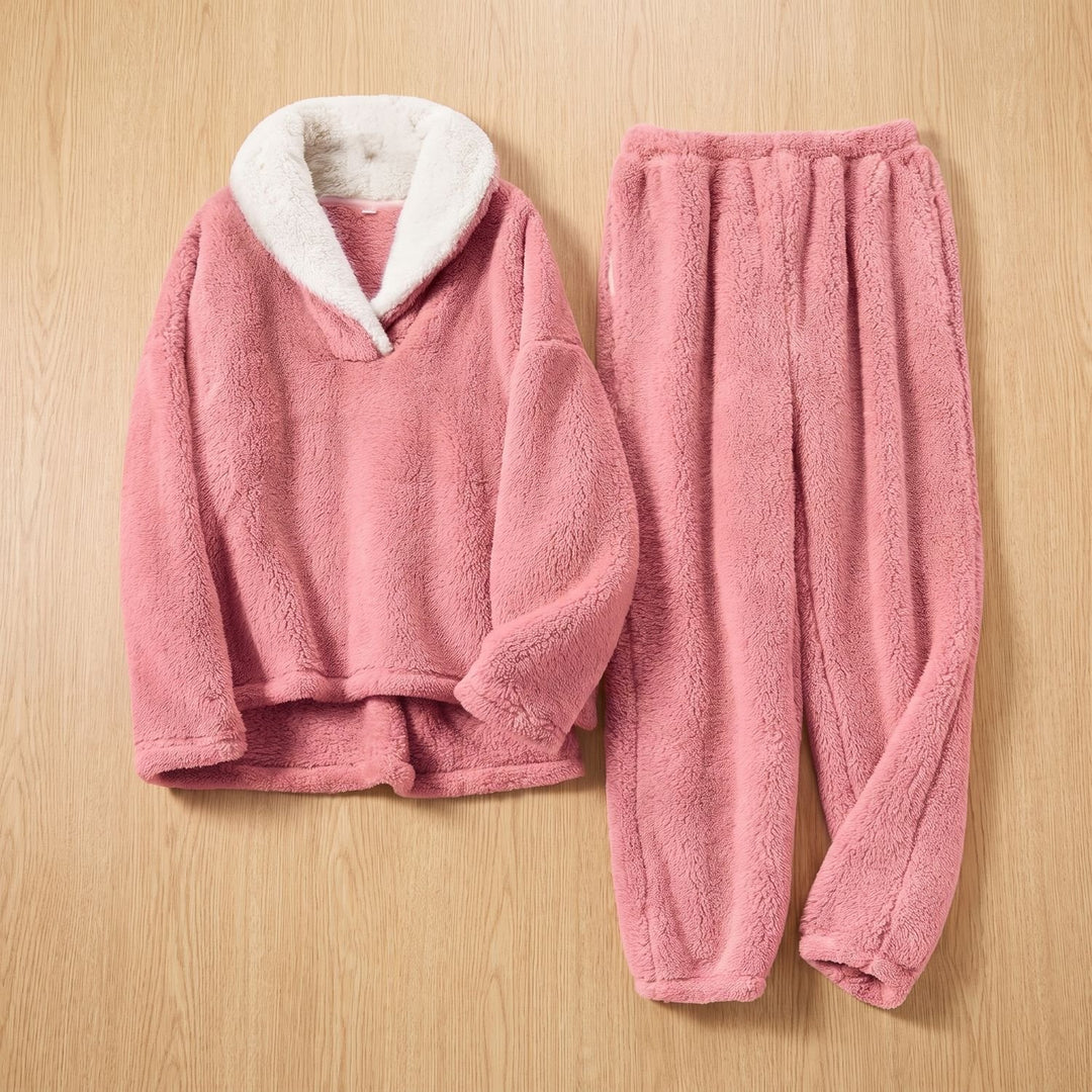 Dames Fleece Pyjama Set Tweedelige Lounge Co-ord - Roze