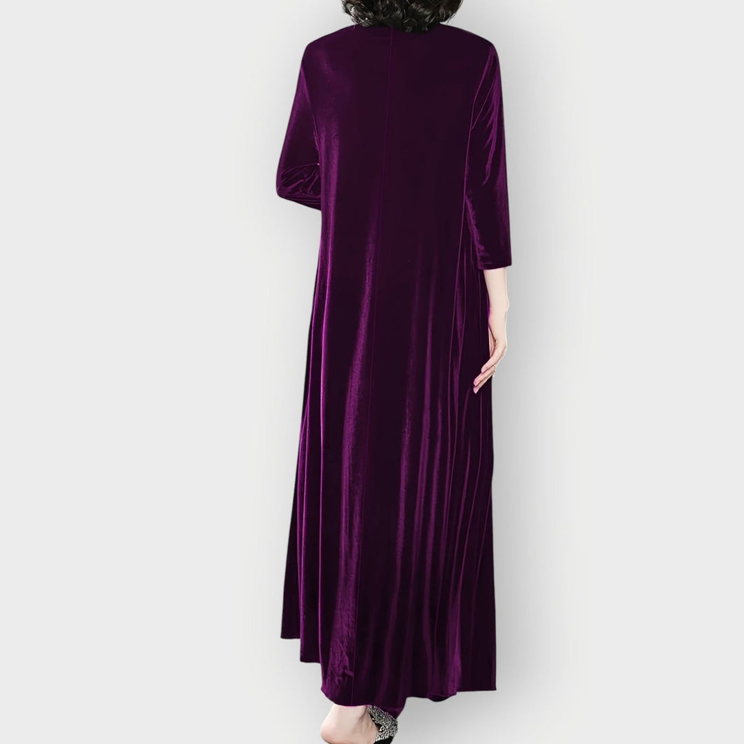 Dames Fluwelen Maxi Jurk Formele Jurken Lange Mouwen