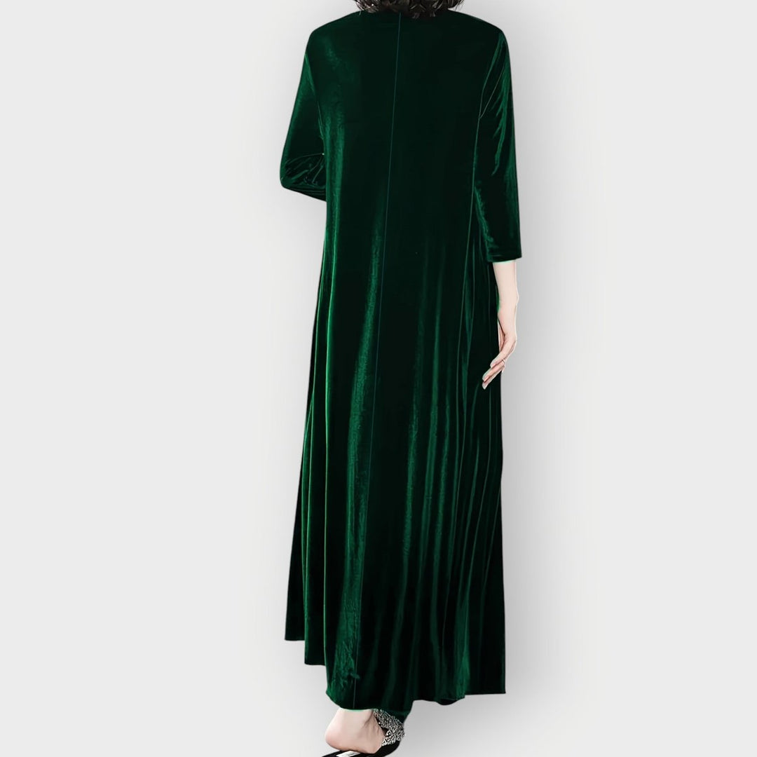 Dames Fluwelen Maxi Jurk Formele Jurken Lange Mouwen
