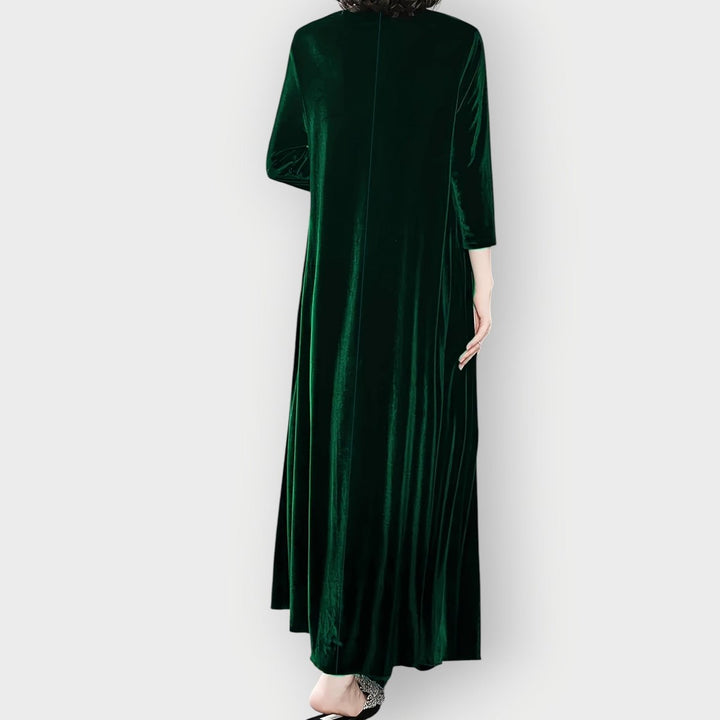 Dames Fluwelen Maxi Jurk Formele Jurken Lange Mouwen